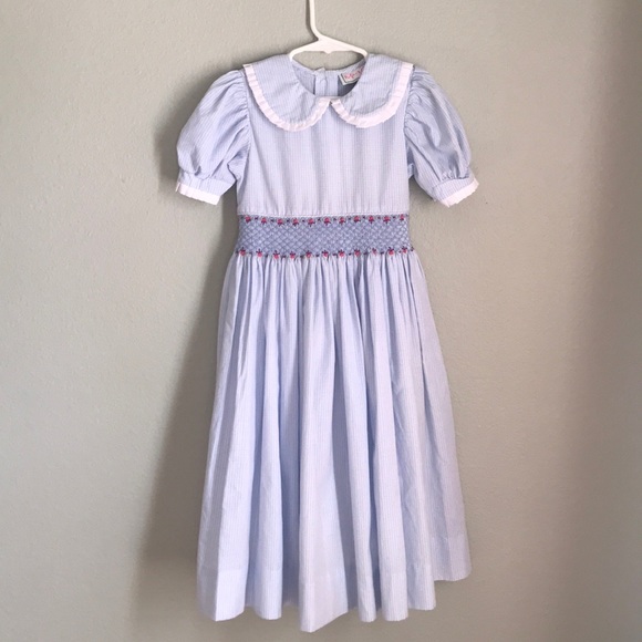 max & lulu Other - Blue and white checked smocked dress